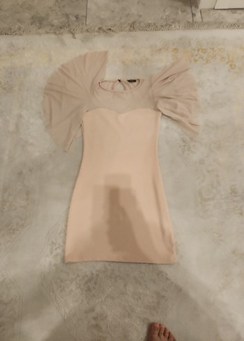 Bej Drapeli Midi Kadın Elbise - Görsel 8