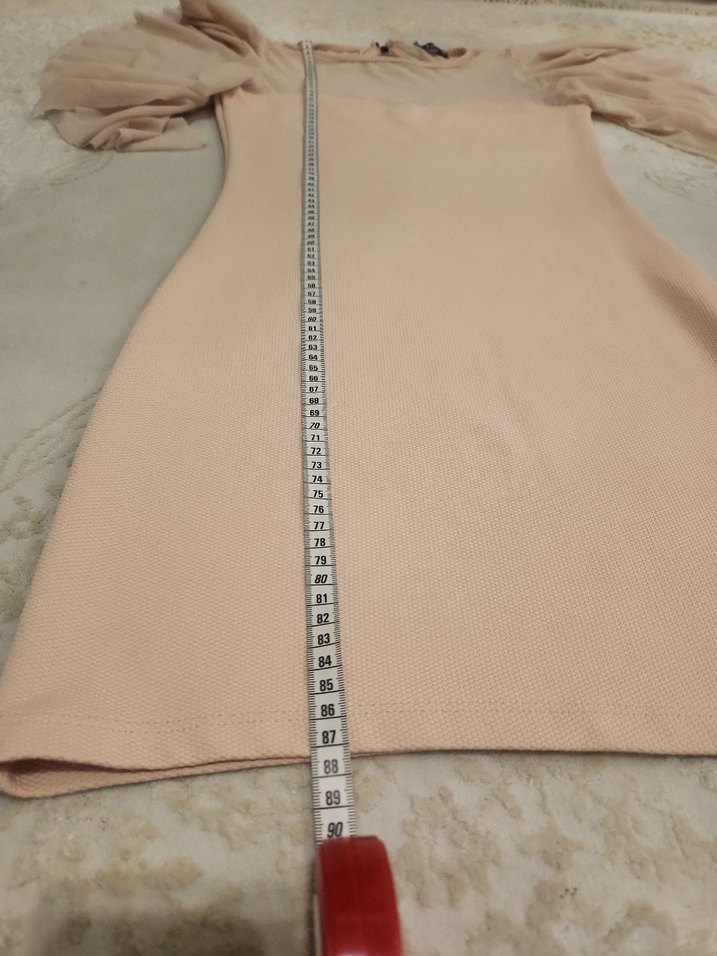 Bej Drapeli Midi Kadın Elbise - Görsel 5