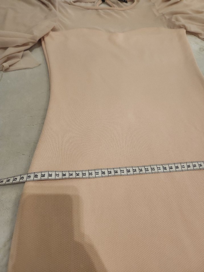 Bej Drapeli Midi Kadın Elbise - Görsel 3