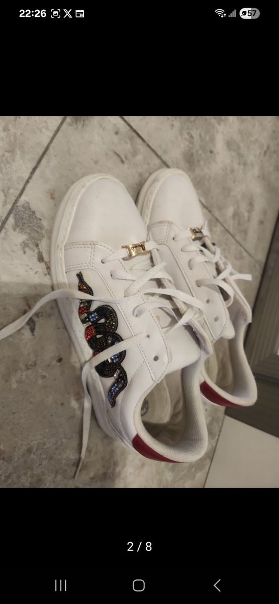 Beyaz Yüksek Topuklu Kadın Spor Ayakkabı - Görsel 2