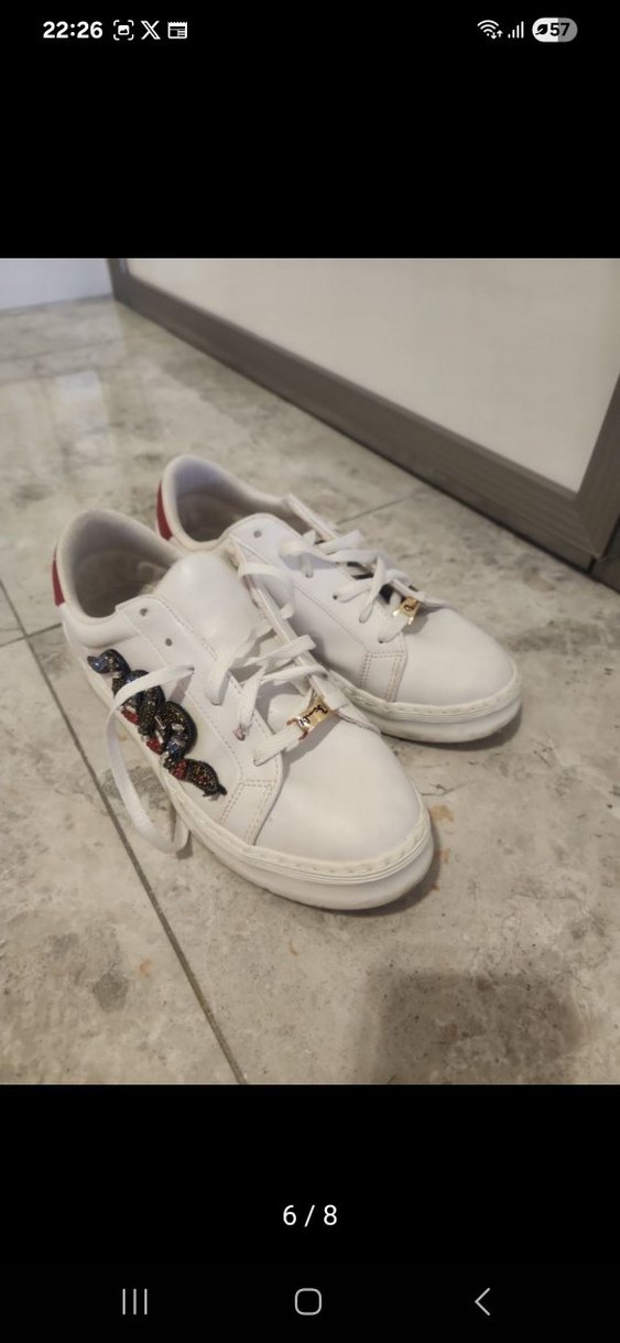 Beyaz Yüksek Topuklu Kadın Spor Ayakkabı - Görsel 5