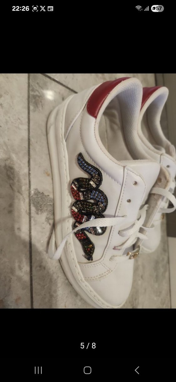 Beyaz Yüksek Topuklu Kadın Spor Ayakkabı - Görsel 4