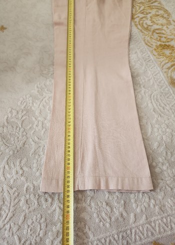 Düğmeli Bej Keten Kadın Pantolon - Görsel 5