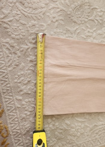 Düğmeli Bej Keten Kadın Pantolon - Görsel 6