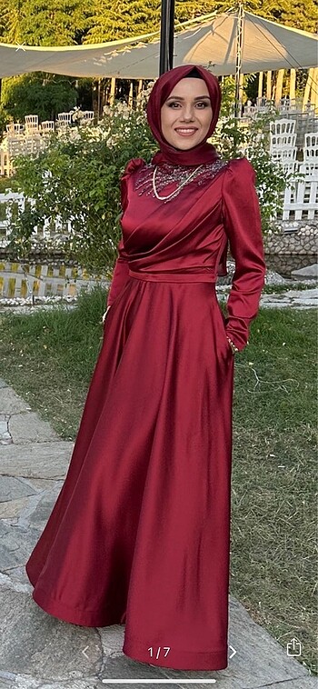 38 Beden bordo Renk Saten Abiye