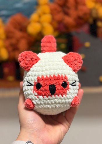 Renkli Peluş Oyuncak Beyaz Kedi sevgililer günü - Görsel 2