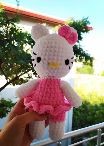 Pembe Renkli Peluş Oyuncak Kedi