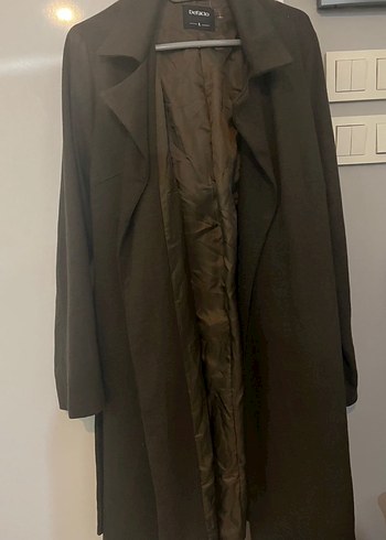 DeFacto Düğmeli Kahverengi Midi Hamile Kaban - Görsel 2