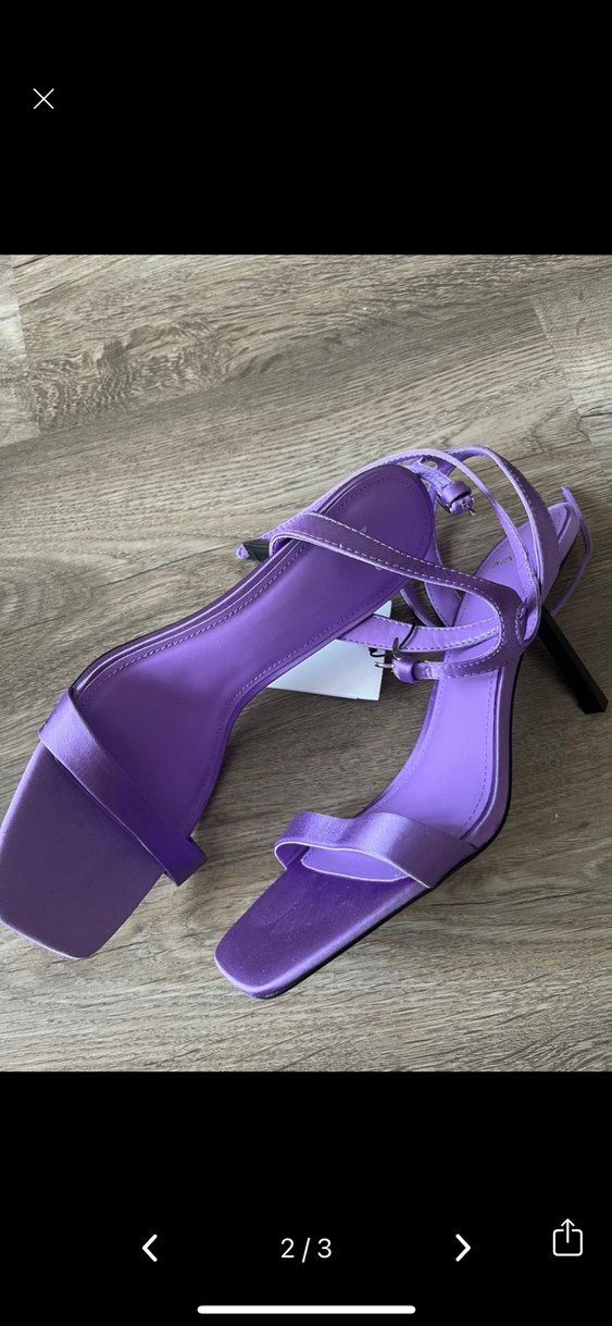 Mor Saten Stiletto Topuklu Kadın Sandalet - Görsel 2