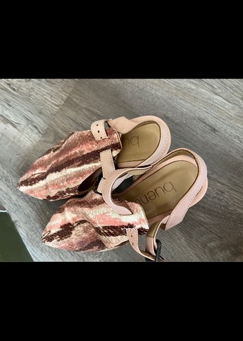 Yılan Desenli Pembe Dolgu Topuklu Kadın Ayakkabı - Görsel 2