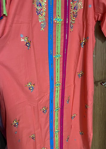 Boncuk İşlemeli Renkli Uzun Bohem Elbise - Görsel 2