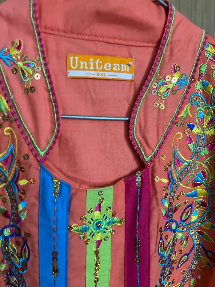 Boncuk İşlemeli Renkli Uzun Bohem Elbise - Görsel 4