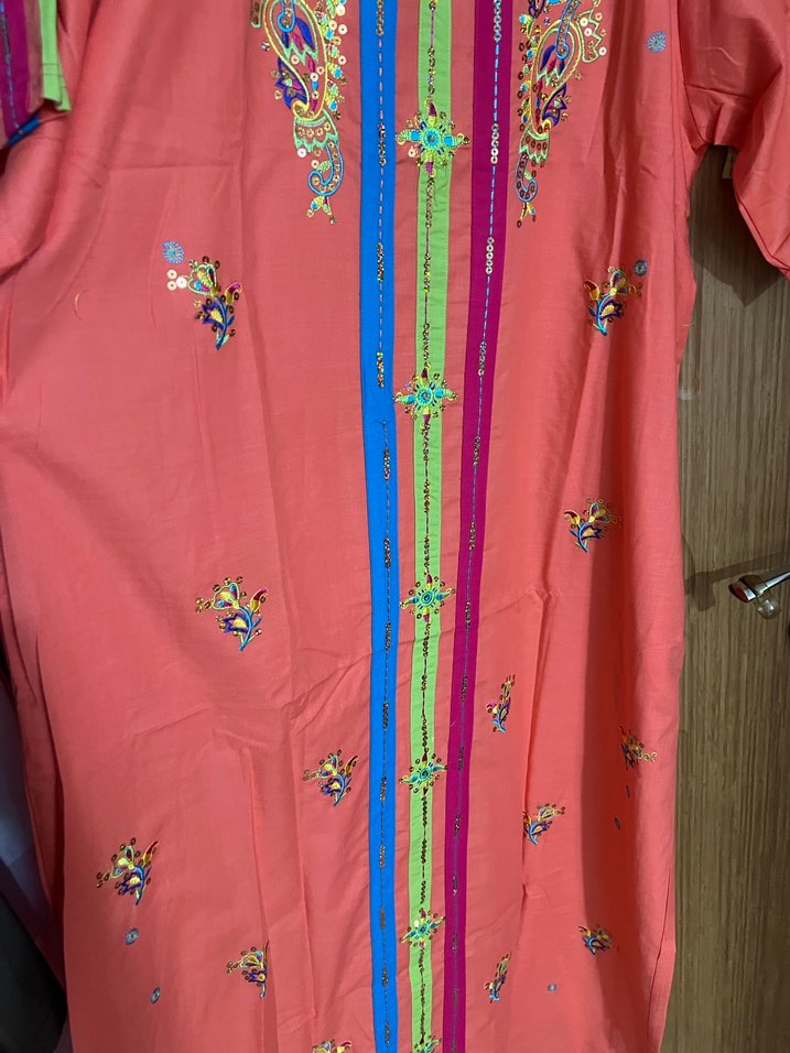 Boncuk İşlemeli Renkli Uzun Bohem Elbise - Görsel 2