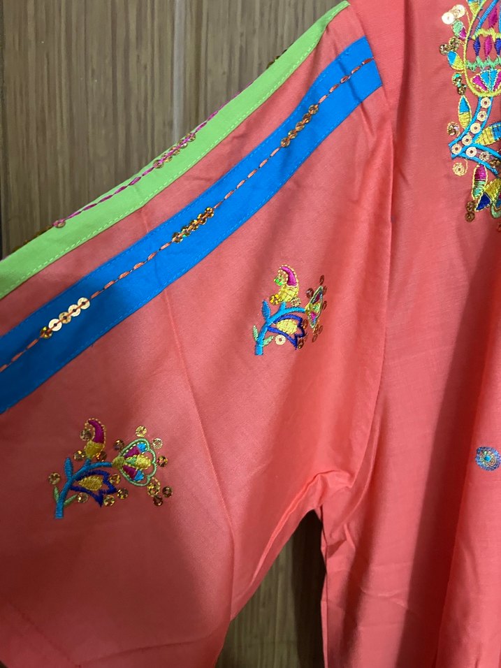 Boncuk İşlemeli Renkli Uzun Bohem Elbise - Görsel 3