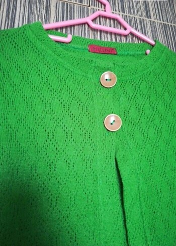 Kız Çocuk Yeşil Triko Kolsuz Hırka - Görsel 2