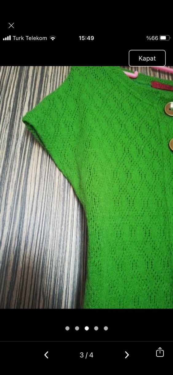 Kız Çocuk Yeşil Triko Kolsuz Hırka - Görsel 3