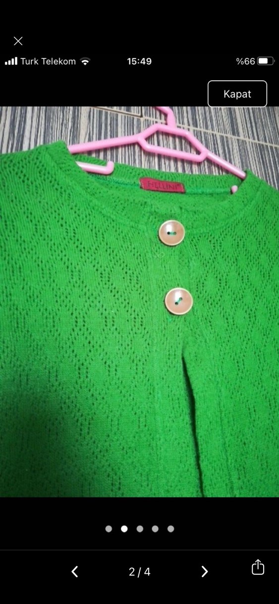 Kız Çocuk Yeşil Triko Kolsuz Hırka - Görsel 2