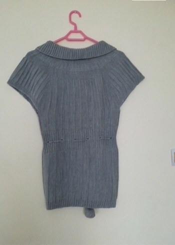 Kız Çocuk Gri Örme Kolsuz Hırka - Görsel 3