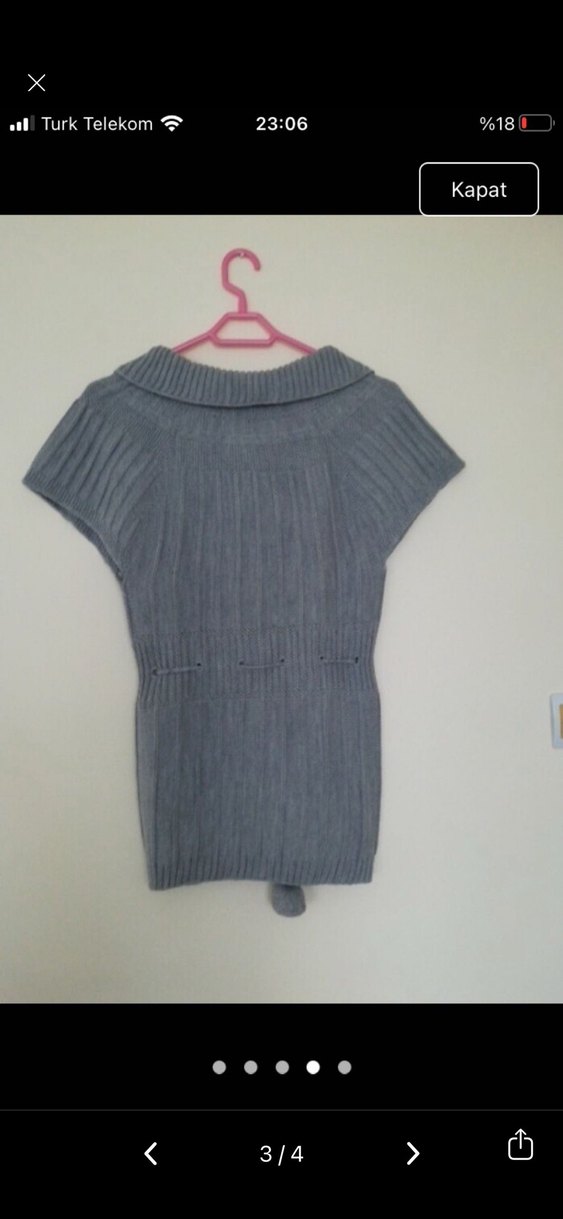 Kız Çocuk Gri Örme Kolsuz Hırka - Görsel 3