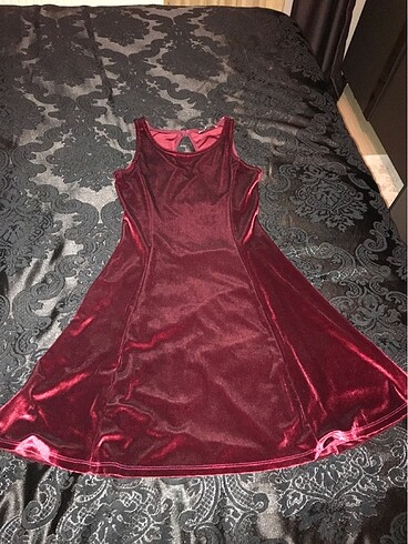 Bordo kadife mini elbise