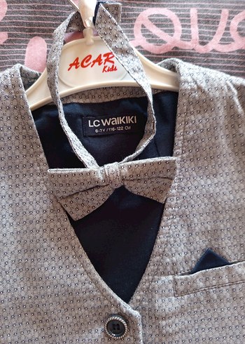 Gri Düğmeli Erkek çocuk Yelek ve Şapka Seti - Görsel 2