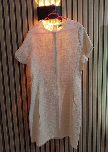 Trendyolmilla Ekru Kısa Kollu Midi Elbise - Görsel 3