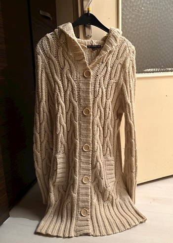 Kadın Bej Triko Midi Hırka - Görsel 2