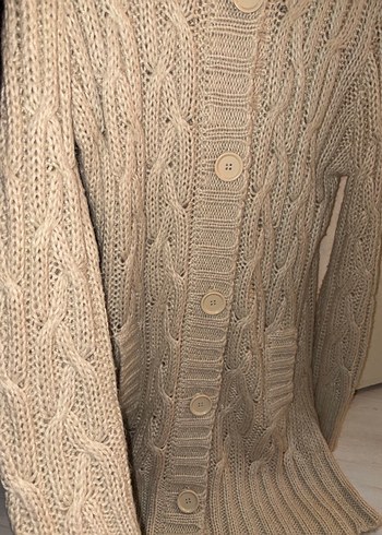 Kadın Bej Triko Midi Hırka - Görsel 3