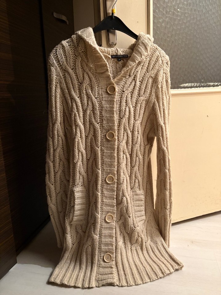 Kadın Bej Triko Midi Hırka - Görsel 2