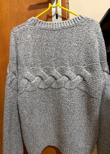 Gri Örgü Kadın Kazak - Görsel 4