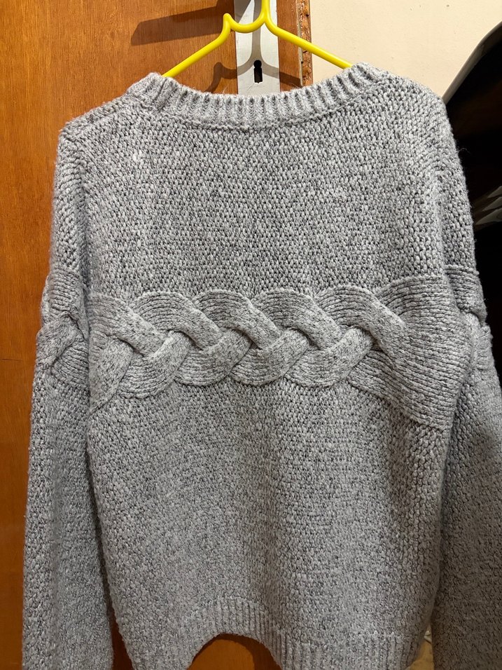 Gri Örgü Kadın Kazak - Görsel 4