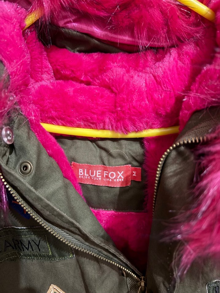 Pembe Kürklü Kamuflaj Kadın Mont - Görsel 4