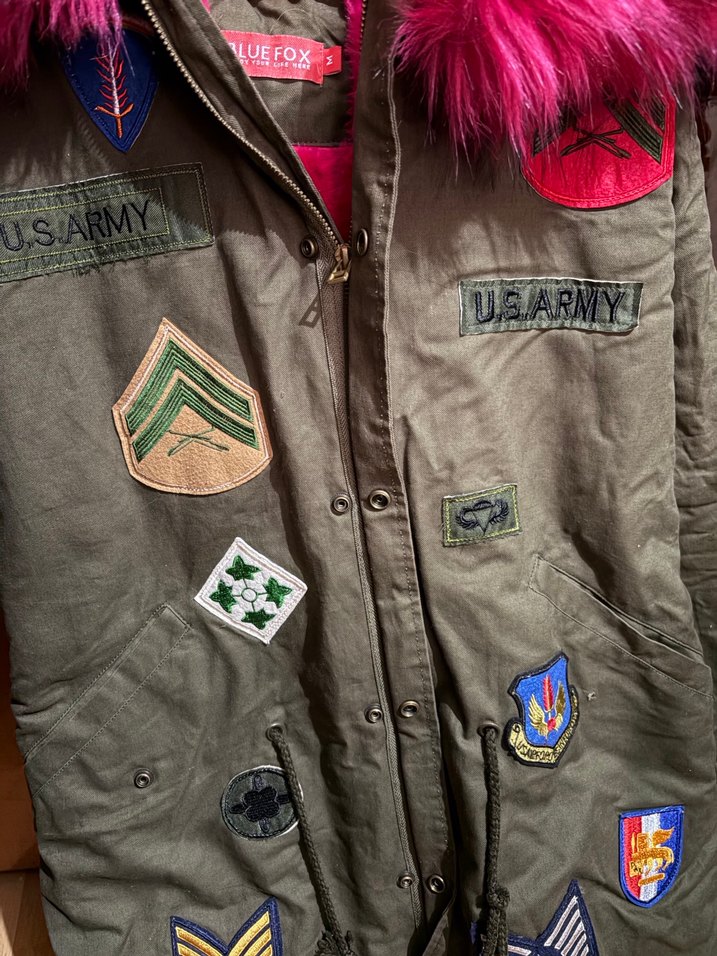 Pembe Kürklü Kamuflaj Kadın Mont - Görsel 5