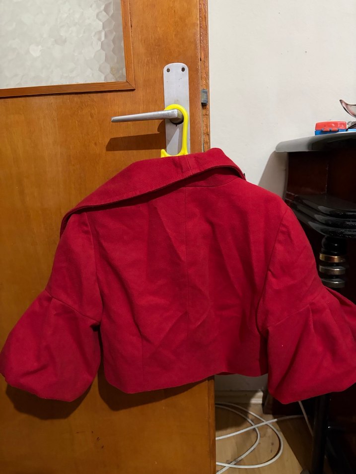 Parlak Kırmızı Mini Düğmeli Bolero Ceket - Görsel 2