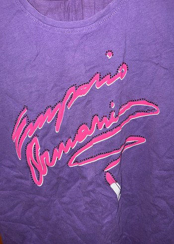 Mor Kız V Yakalı Baskılı Tişört - Görsel 2