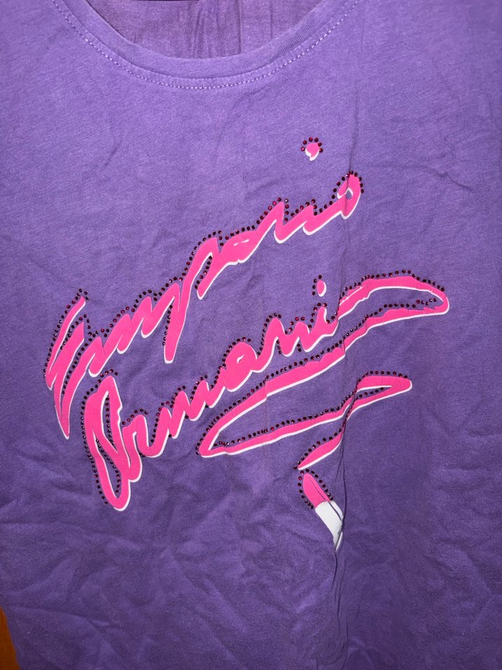 Mor Kız V Yakalı Baskılı Tişört - Görsel 2