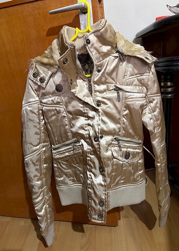 Bej Kadın Suni Kürklü Sokak Stili Ceket - Görsel 2