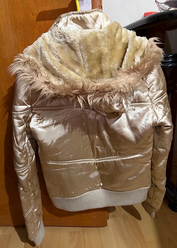 Bej Kadın Suni Kürklü Sokak Stili Ceket - Görsel 5