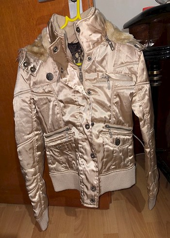 Bej Kadın Suni Kürklü Sokak Stili Ceket - Görsel 3