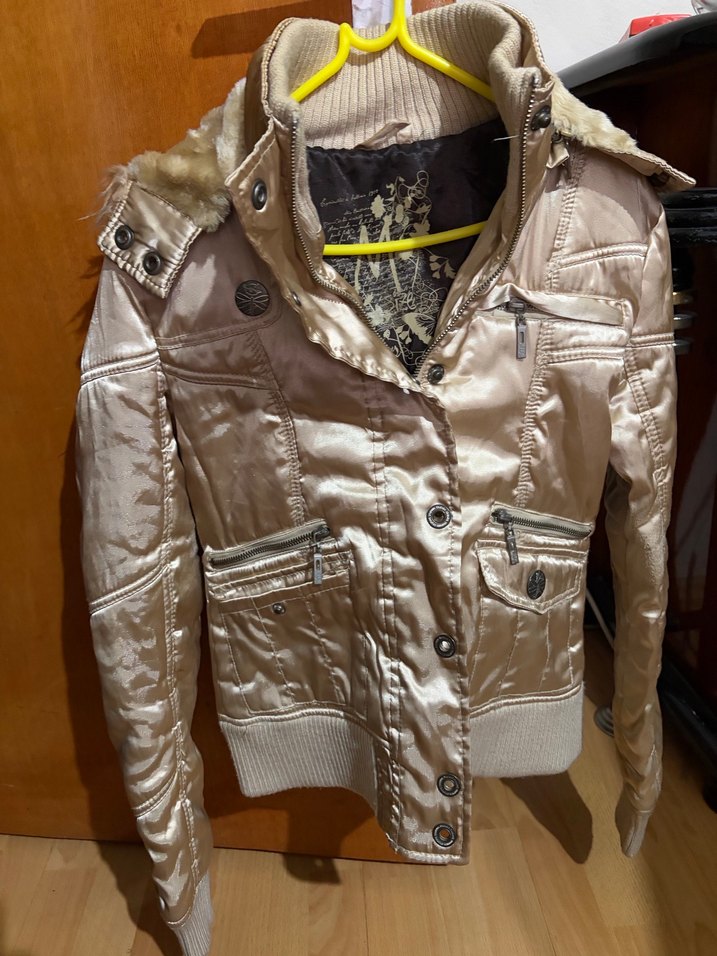 Bej Kadın Suni Kürklü Sokak Stili Ceket - Görsel 4