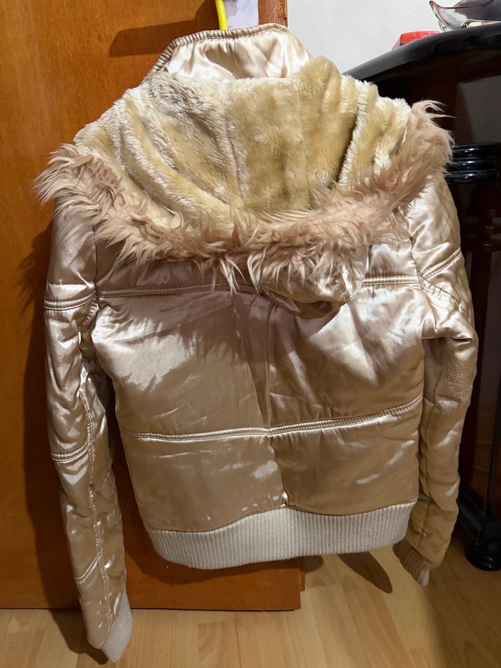 Bej Kadın Suni Kürklü Sokak Stili Ceket - Görsel 5