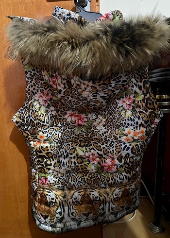 Kürk Detaylı Desenli Bayan Yelek - Görsel 8