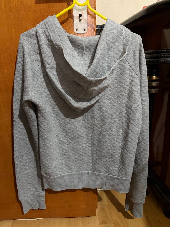 Gri Fermuarlı Kadın Kapşonlu Hırka - Görsel 5