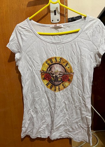 Beyaz Guns N' Roses Baskılı Kadın Tişört - Görsel 2