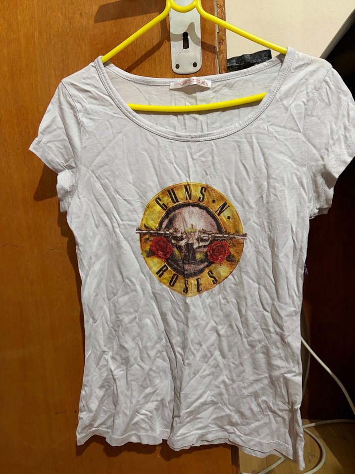 Beyaz Guns N' Roses Baskılı Kadın Tişört - Görsel 2