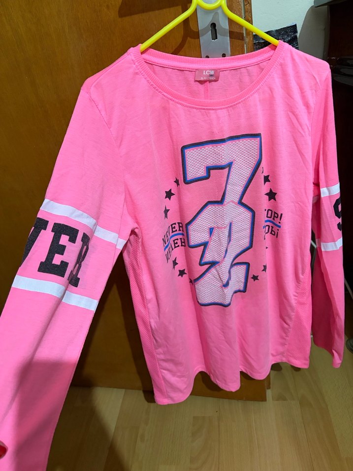 Pembe Uzun Kollu Kız Tişörtü - Görsel 2