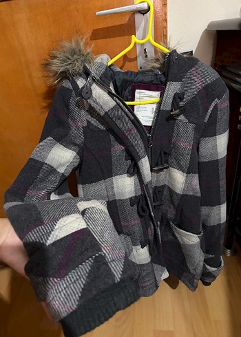 Gri Ekose Desenli Midi Hamile Kaban - Görsel 3