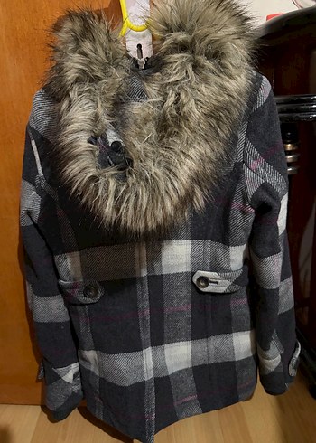 Gri Ekose Desenli Midi Hamile Kaban - Görsel 6