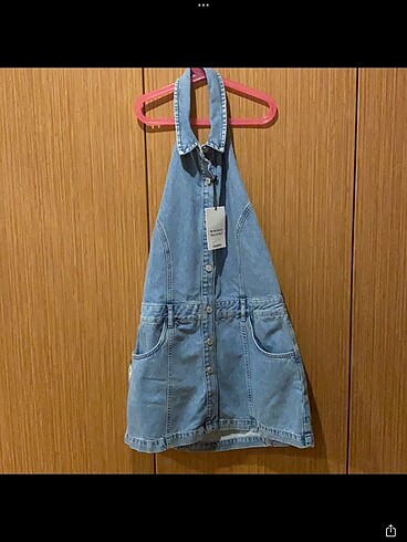 Pull and Bear PULL AND BEAR SIRT DEKOLTELİ KOT ELBİSE