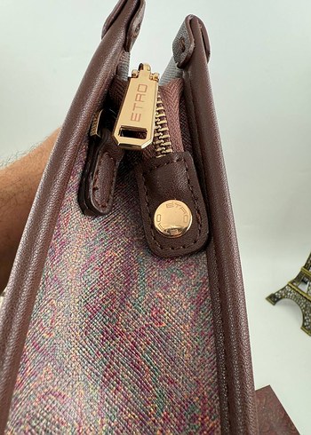 Beden Bordo Desenli Deri Fermuarlı Kadın Clutch Çanta